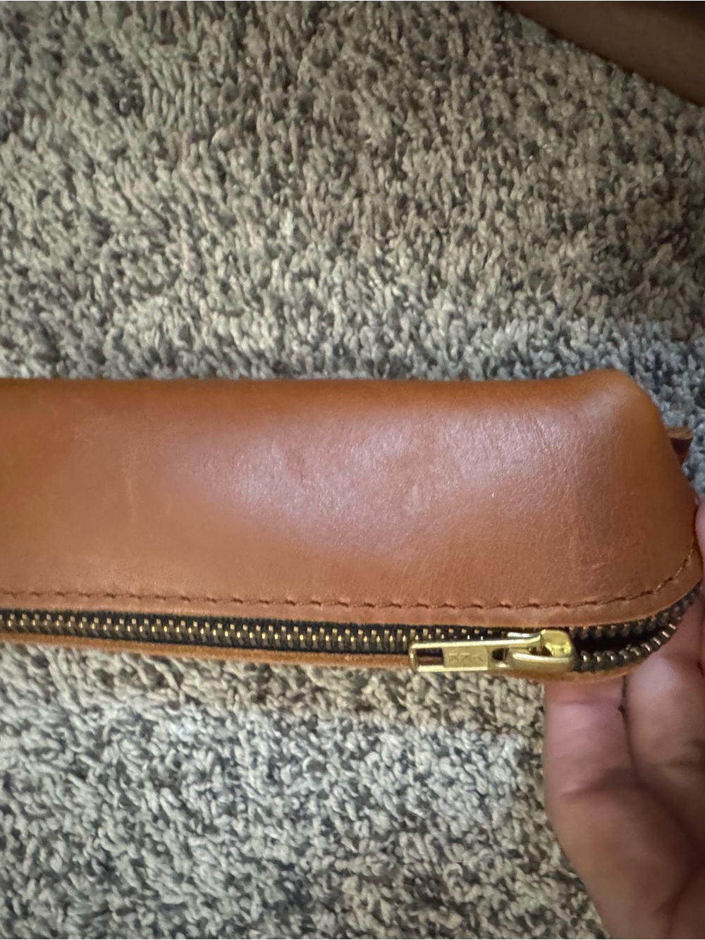 Portland leather pencil Zip Pouch - Brown